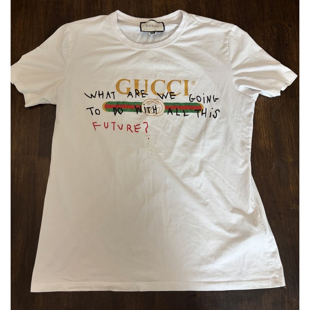 Gucci Colorful Logo -future! -White T-shirt Size 2XL XXL Italy